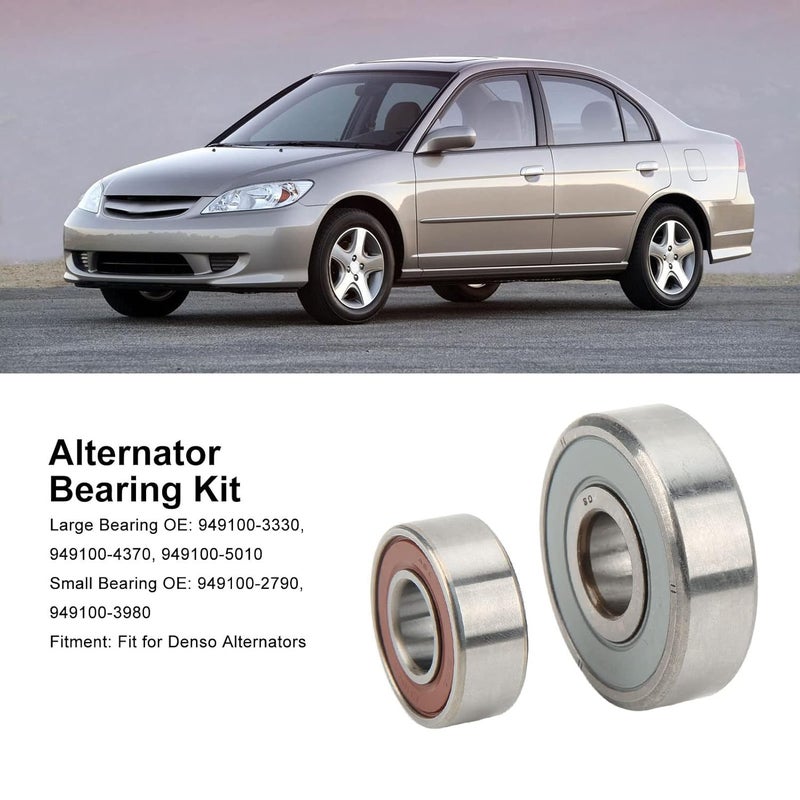 VINGVO Alternator Bearing Kit, Aluminum Alloy 949100‑3330 Large and Small High Strength Rustproof Shock 2Pcs for Alternators - Image 3
